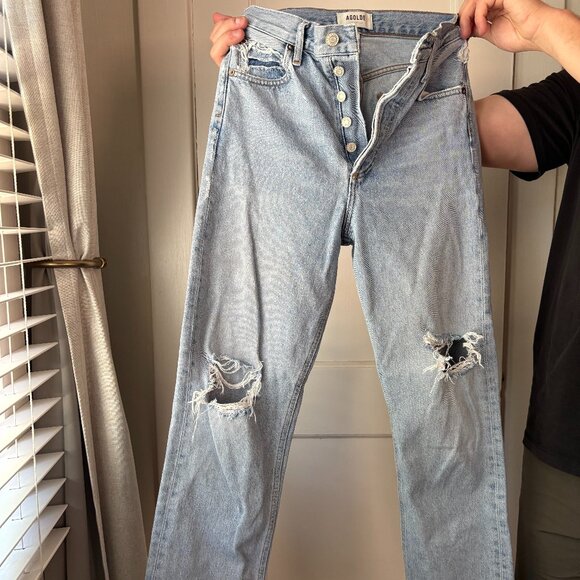 Agolde High Rise 90s Straight Leg Light Wash Jeans Size 22 - Picture 1 of 3